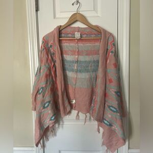 Fringe cardigan - girls size XL - Aztec print